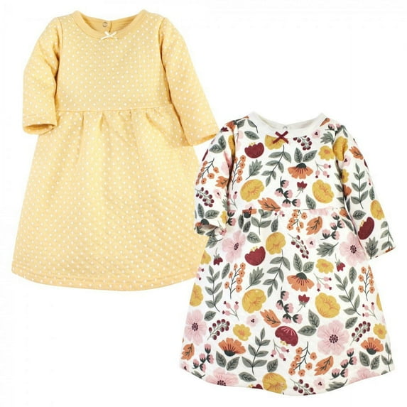 Hudson Baby Infant and Toddler Girl Cotton Dresses, Fall Botanical, 2 Toddler
