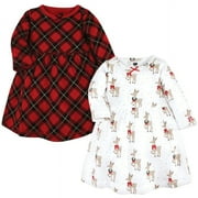 Hudson Baby Infant and Toddler Girl Cotton Dresses, Fancy Rudolph, 3-6 Months
