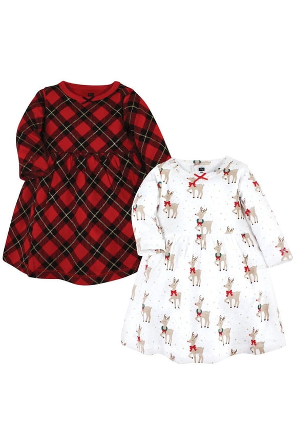 Infant and Toddler Girl Cotton Dresses, Fancy Rudolph, 7 Years