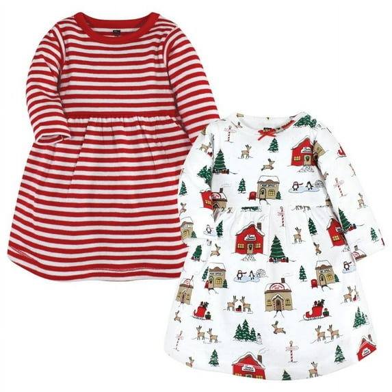Hudson Baby Infant and Toddler Girl Cotton Dresses, North Pole, 8 Years