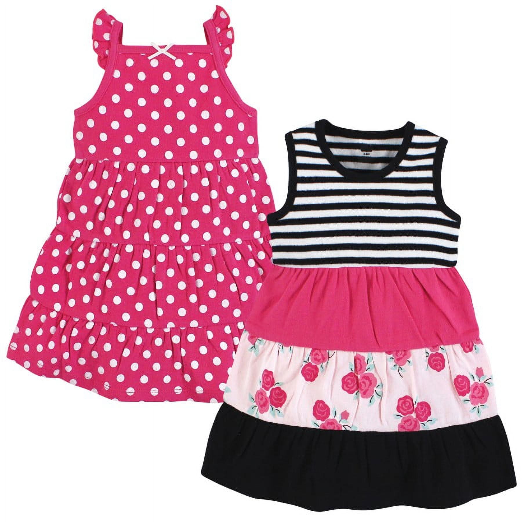 Hudson Baby Infant and Toddler Girl Cotton Dresses Pink Black Roses 3 Toddler Walmart