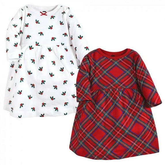 Hudson Baby Infant and Toddler Girl Cotton Dresses, Red Tartan, 18-24 Months