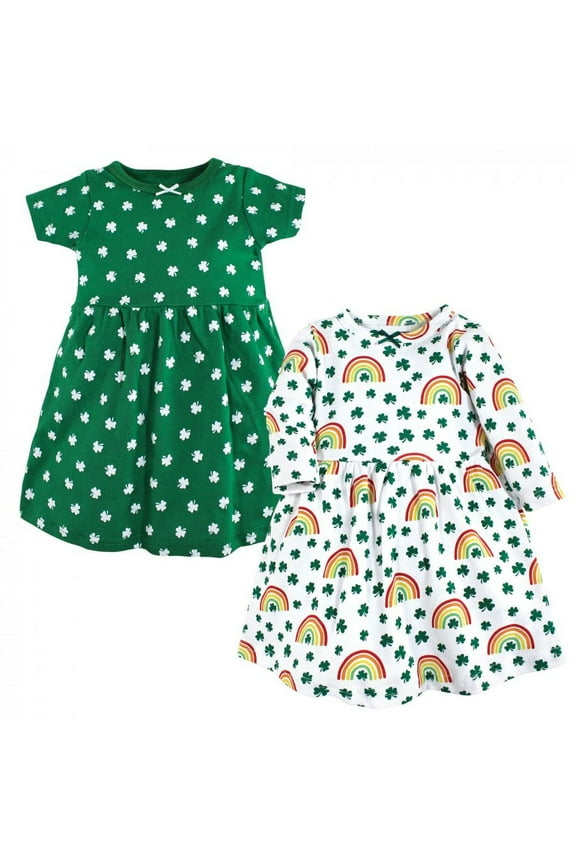 Infant and Toddler Girl Cotton Dresses, St Patricks Rainbow, 4 Toddler