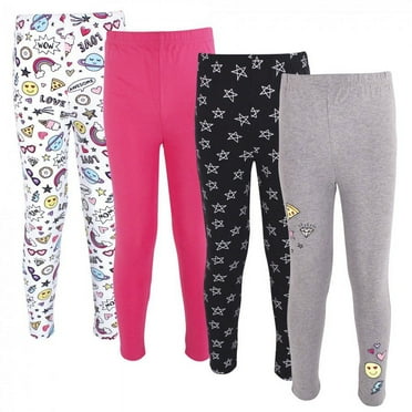 Hudson Baby Infant and Toddler Girl Cotton Leggings 4pk, Doodles, 0-3 Months