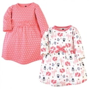 Hudson Baby Infant and Toddler Girl Cotton Long-Sleeve Dresses 2pk, Forest, 0-3 Months