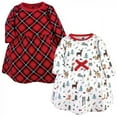 thumbnail image 1 of Hudson Baby Infant and Toddler Girl Cotton Long-Sleeve Dresses 2pk, Woodland Friends, 3-6 Months, 1 of 2
