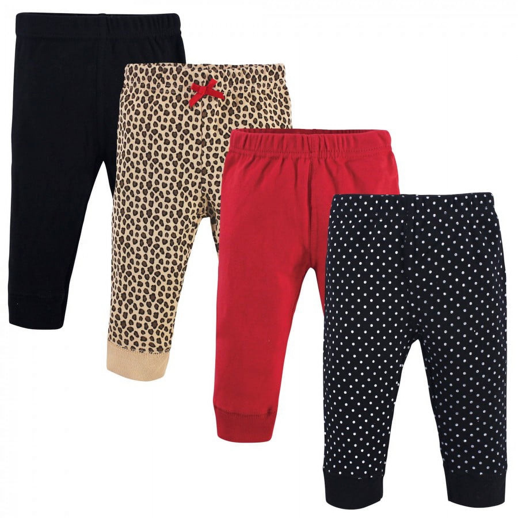 Hudson Baby Infant and Toddler Girl Cotton Pants 4pk, Basic Leopard, 4 Toddler