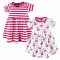 thumbnail image 1 of Hudson Baby Infant and Toddler Girl Cotton Short-Sleeve Dresses 2pk, Bright Flamingo, 3-6 Months, 1 of 4