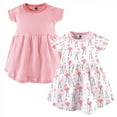 thumbnail image 1 of Hudson Baby Infant and Toddler Girl Cotton Short-Sleeve Dresses 2pk, Flamingos, 9-12 Months, 1 of 3