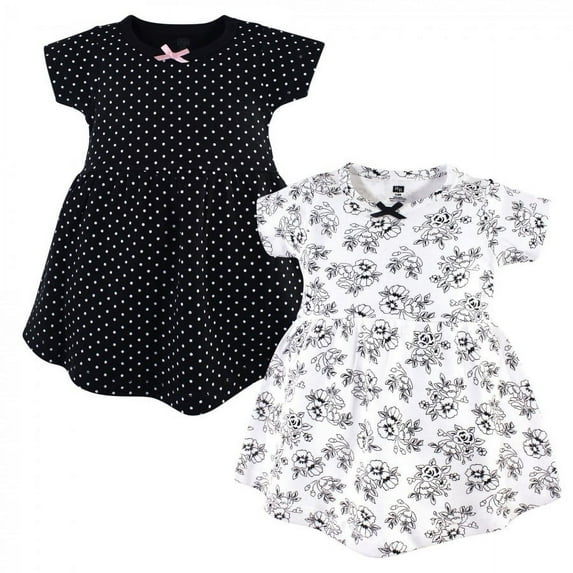 Hudson Baby Infant and Toddler Girl Cotton Short-Sleeve Dresses 2pk, Toile, 5 Toddler