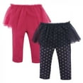 thumbnail image 1 of Hudson Baby Infant and Toddler Girl Cotton Tutu Leggings 2pk, Dark Pink Navy Hearts, 12-18 Months, 1 of 1