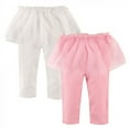 thumbnail image 1 of Hudson Baby Infant and Toddler Girl Cotton Tutu Leggings 2pk, Pink White, 3-6 Months, 1 of 1