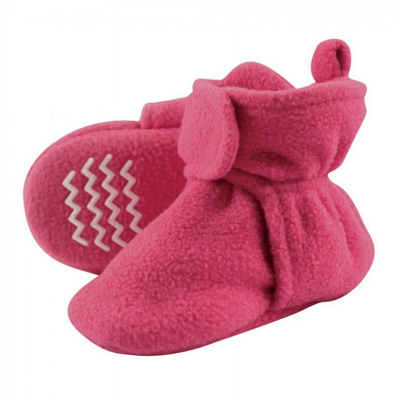 Hudson Baby Infant and Toddler Girl Cozy Fleece Booties, Dark Pink, 0-6 Months