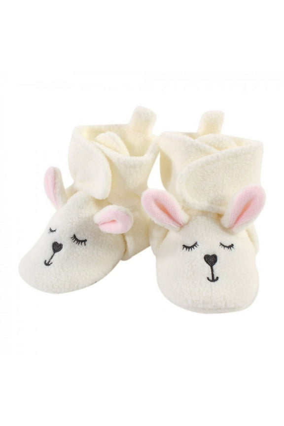 Infant and Toddler Girl Cozy Fleece Booties, Modern Bunny, 12-18 Months