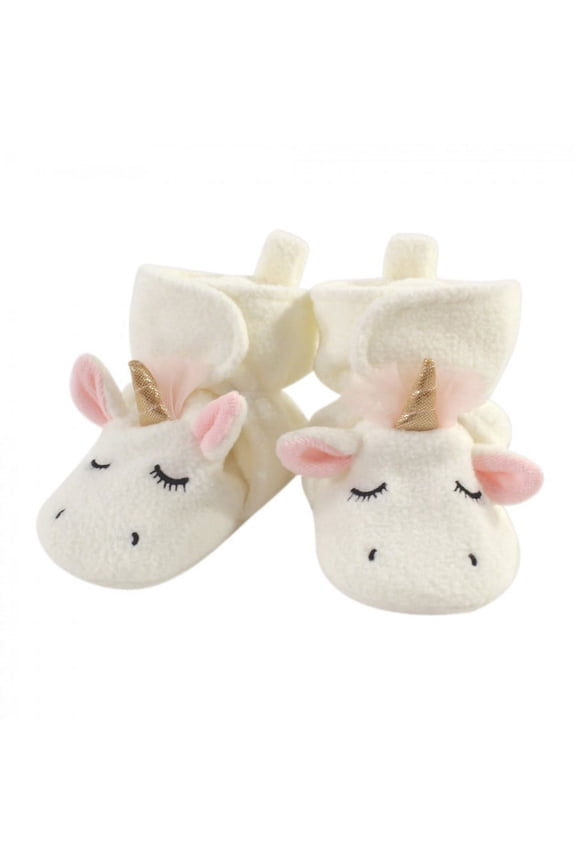 Infant and Toddler Girl Cozy Fleece Booties, Modern Unicorn, 0-6 Months