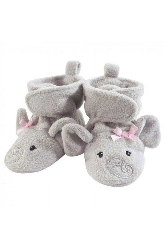 Infant and Toddler Girl Cozy Fleece Booties, Pretty Elephant, 0-6 Months
