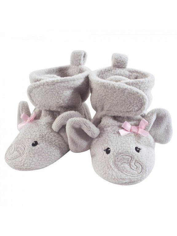 Infant and Toddler Girl Cozy Fleece Booties, Pretty Elephant, 6-12 Months
