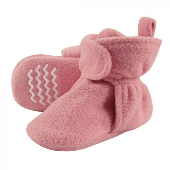 Hudson Baby Infant and Toddler Girl Cozy Fleece Booties, Strawberry Pink, 12-18 Months