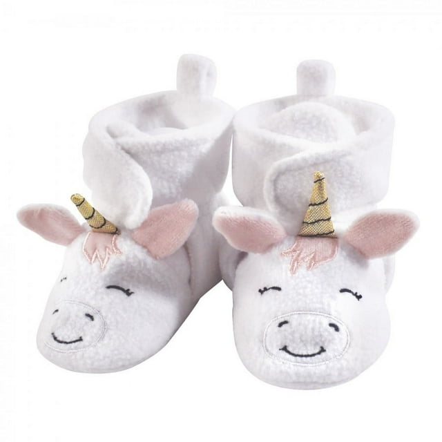 Hudson Baby Infant and Toddler Girl Cozy Fleece Booties, White Unicorn