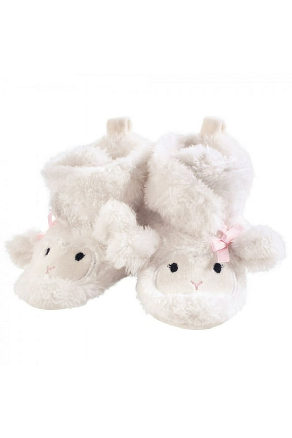 Infant and Toddler Girl Cozy Fleece and Faux Shearling Booties, Girl Lamb, 0-6 Months