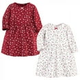 thumbnail image 1 of Hudson Baby Infant and Toddler Girl Long-Sleeve Cotton Dresses 2pk, Winterland, 12-18 Months, 1 of 5