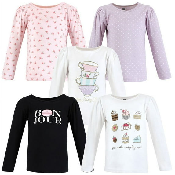 Hudson Baby Infant and Toddler Girl Long Sleeve T-Shirts, Bakery Tea Party, 18-24 Months