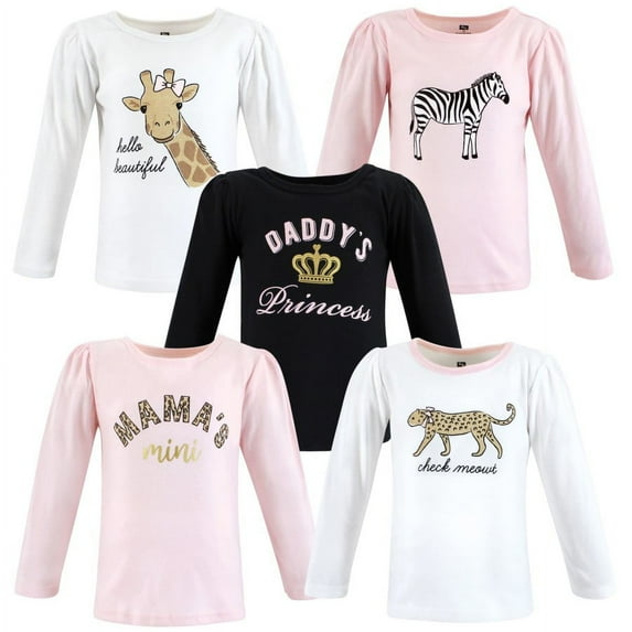 Hudson Baby Infant and Toddler Girl Long Sleeve T-Shirts, Leopard Mamas Mini, 4 Toddler