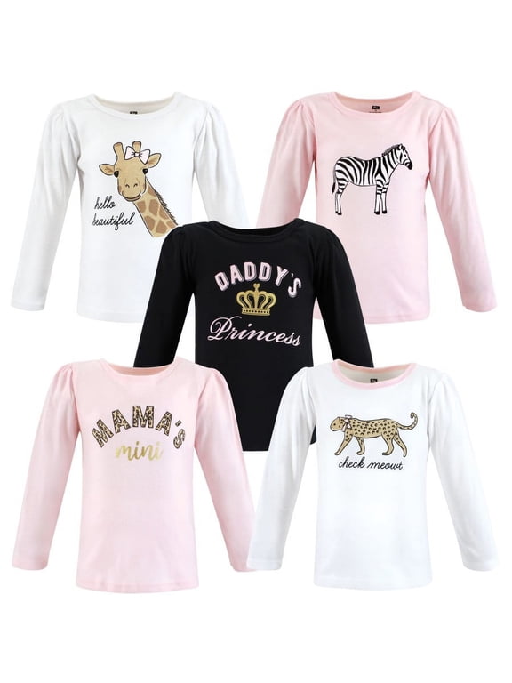 Infant and Toddler Girl Long Sleeve T-Shirts, Leopard Mamas Mini, 6-12 Months