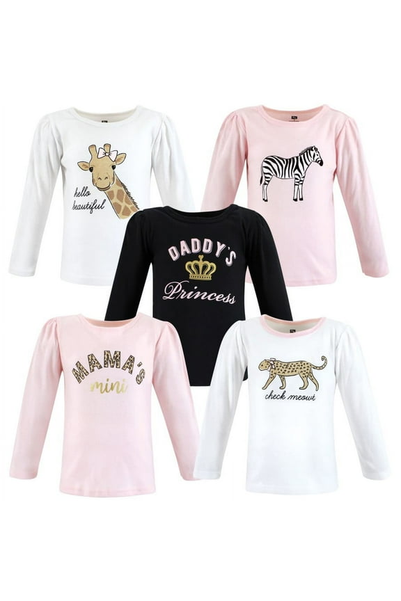 Infant and Toddler Girl Long Sleeve T-Shirts, Leopard Mamas Mini, 6-12 Months