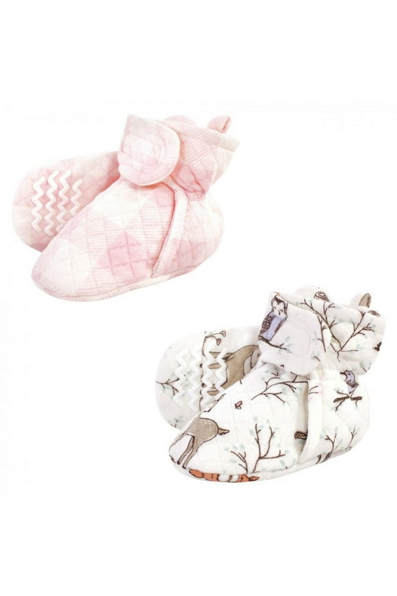 Infant and Toddler Girl Quilted Booties 2pk, Enchanted Forest, 6-12 Months