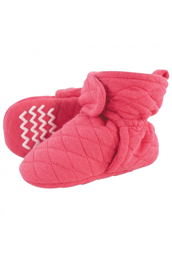 Infant and Toddler Girl Quilted Booties, Dark Pink, 12-18 Months