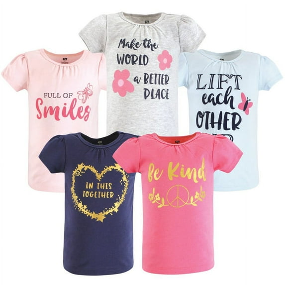 Hudson Baby Infant and Toddler Girl Short Sleeve T-Shirts, Be Kind, 12-18 Months
