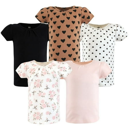 Hudson Baby Infant and Toddler Girl Short Sleeve T-Shirts, Cinnamon Pink Prints, 6-12 Months