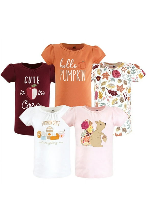 Infant and Toddler Girl Short Sleeve T-Shirts, Fall Pumpkin Spice, 3 Toddler
