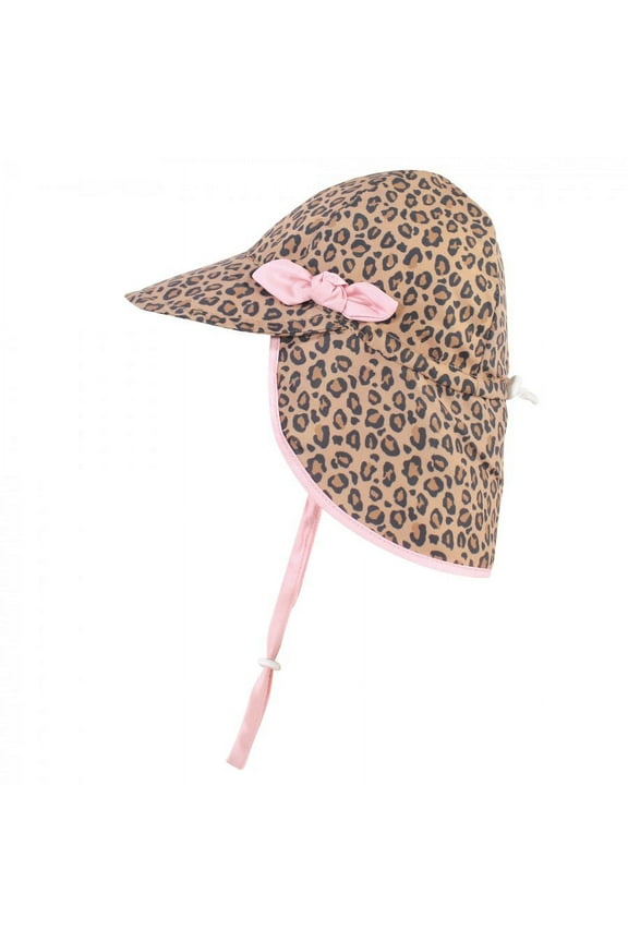 Infant and Toddler Girl Sun Protection Hat, Leopard, 0-6 Months