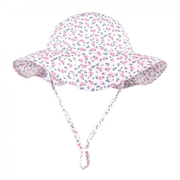 Hudson Baby Infant and Toddler Girl Sun Protection Hat, Pink Berry Floral, 6-18 Months
