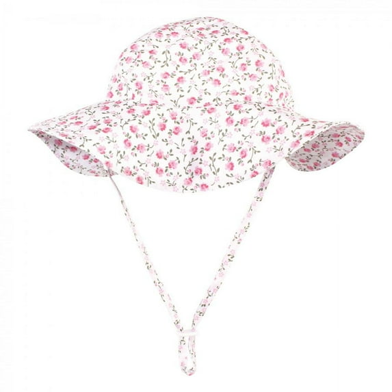 Hudson Baby Infant and Toddler Girl Sun Protection Hat, Pink Green Peony, 2T-4T