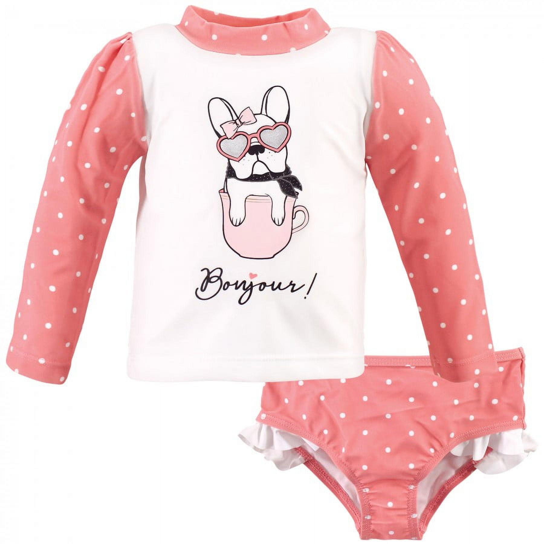 Hudson Baby Infant and Toddler Girl Swim Rashguard Set, Bonjour, 5 ...