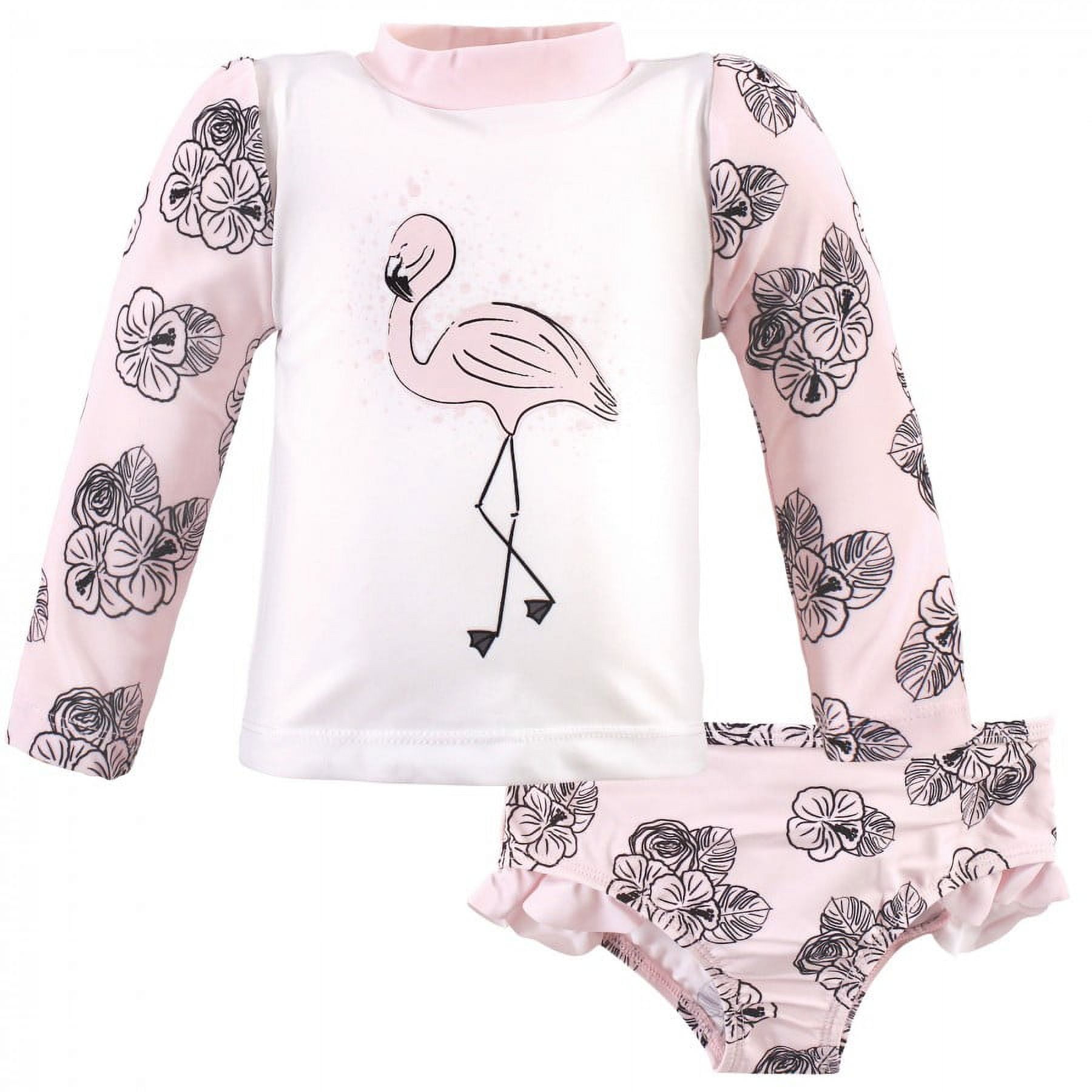 Hudson Baby Infant and Toddler Girl Swim Rashguard Set, Floral Flamingo ...