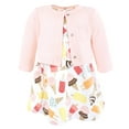 thumbnail image 1 of Hudson Baby Infant and Toddler Girls Cotton Dress and Cardigan Set, Ice Cream And Popsicles, 9-12 Months, 1 of 5