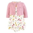 thumbnail image 1 of Hudson Baby Infant and Toddler Girls Cotton Dress and Cardigan Set, Soft Painted Floral, 18-24 Months, 1 of 5