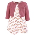 thumbnail image 1 of Hudson Baby Infant and Toddler Girls Cotton Dress and Cardigan Set, Sunshine And Rainbows, 2T, 1 of 5