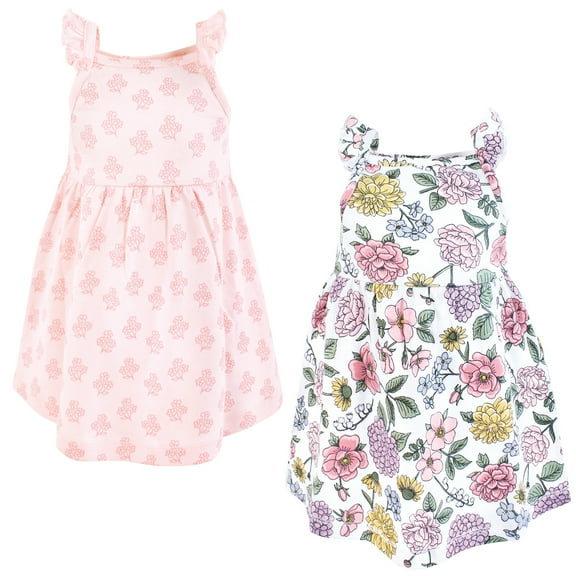 Hudson Baby Infant and Toddler Girls Cotton Dresses, Vintage Blossom, 0-3 Months