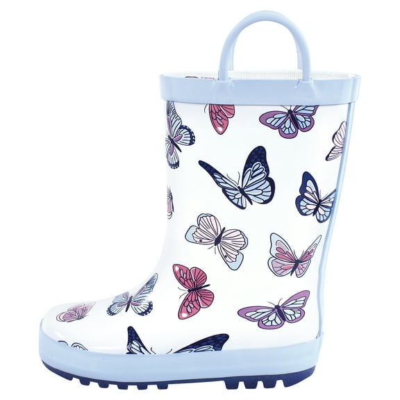 Hudson Baby Infant and Toddler Girls Rain Boots, Blue Butterflies, 6 Toddler