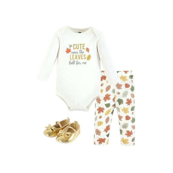 Hudson Baby Long Sleeve Bodysuit And Pant Set with Shoes, 0-18 Months