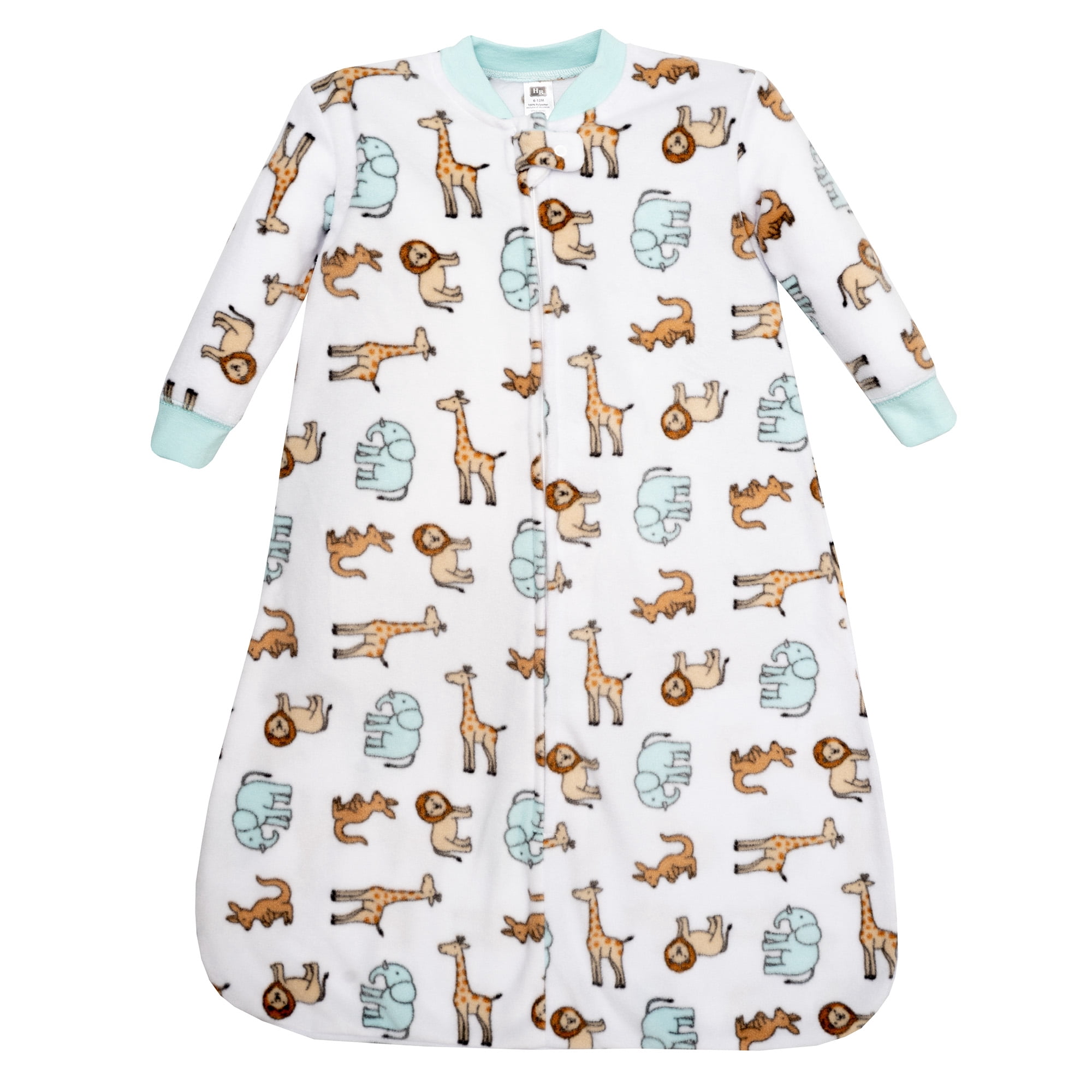 Hudson Baby Long-Sleeve Fleece Sleeping Bag, Cute Safari, 0-6 Months