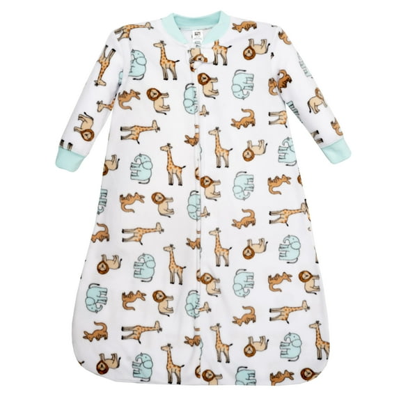 Hudson Baby Long-Sleeve Fleece Sleeping Bag, Cute Safari, 0-6 Months