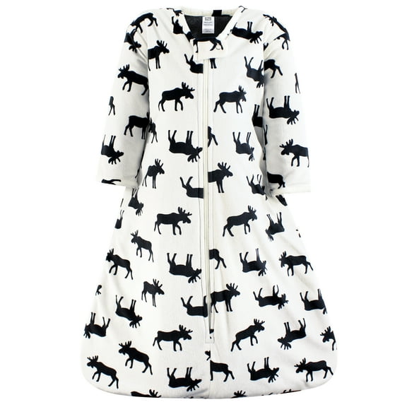 Hudson Baby Long Sleeve Plush Faux Fur Sleeping Bag, Wearable Blanket, Moose, 0-6 Months