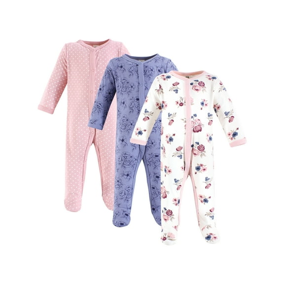 Hudson Baby Long Sleeve Sleep and Play, 3-Pack, Newborn-9 Months