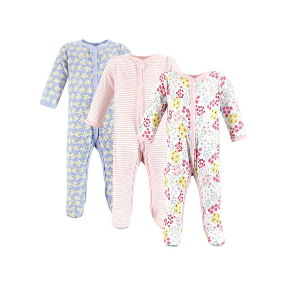 Hudson Baby Long Sleeve Sleep and Play, 3-Pack, Newborn-9 Months